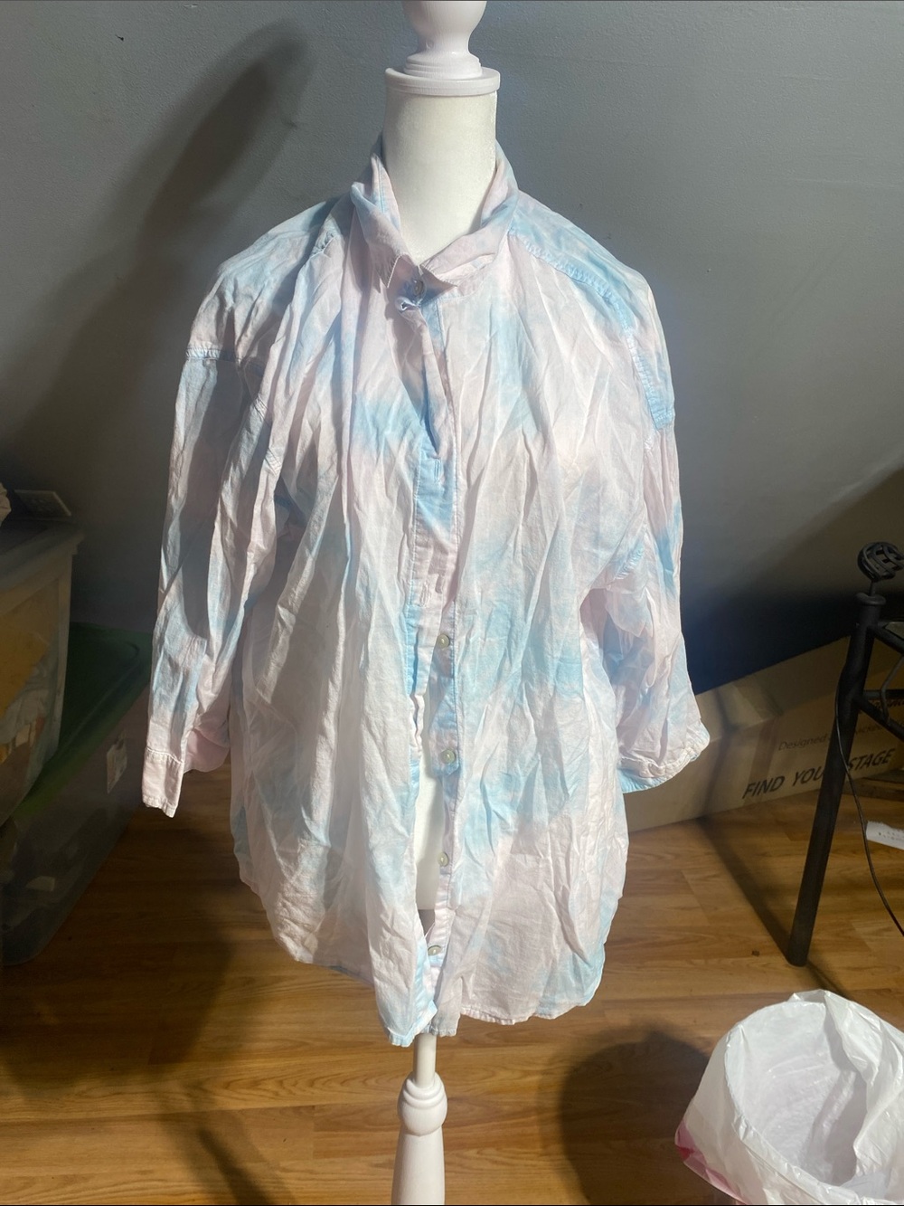 Pastel Pink & Light Blue Cotton Button Up